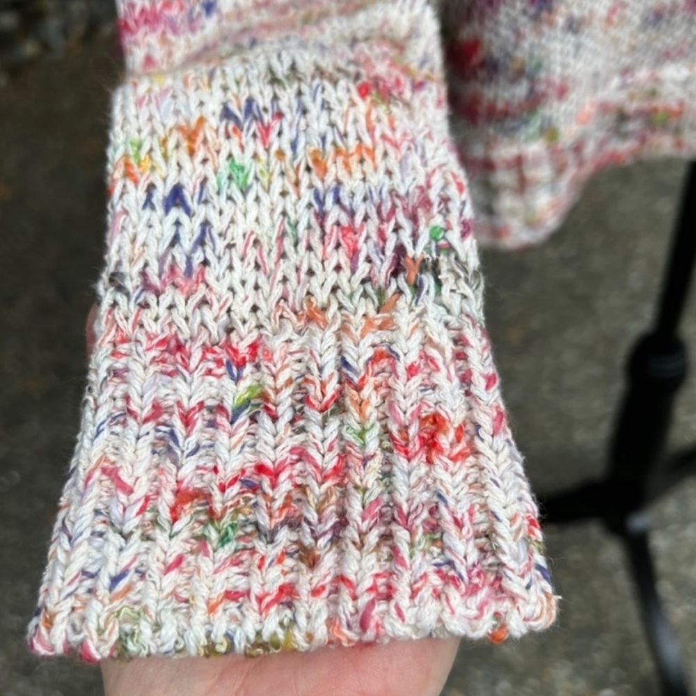 LOFT Confetti Open Knit Cardigan Long Slouch Sweater Size Medium - Picture 4 of 7